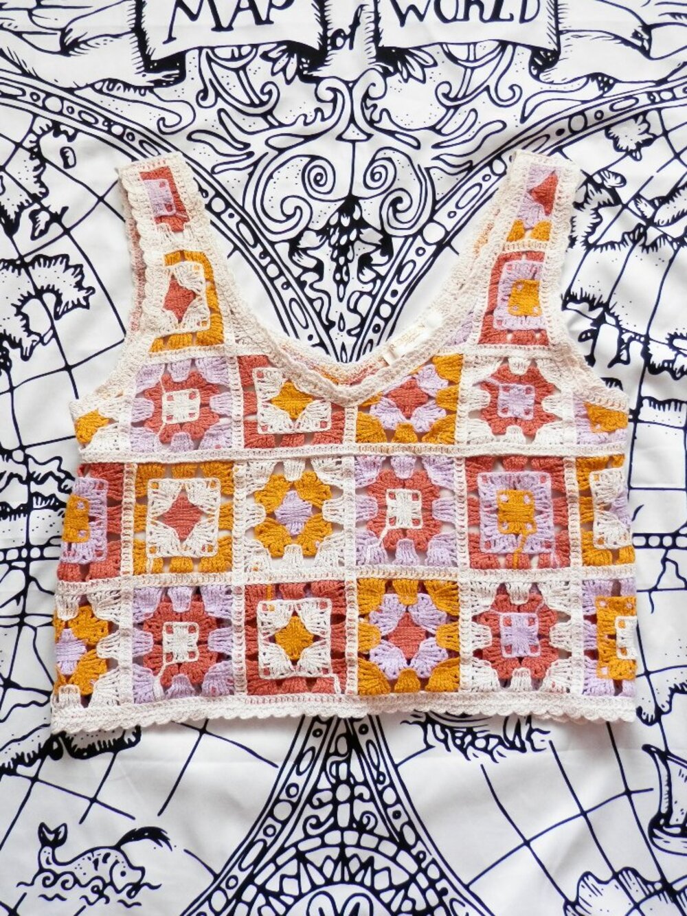 Rebellion Granny Square Crochet Crop Tank Top